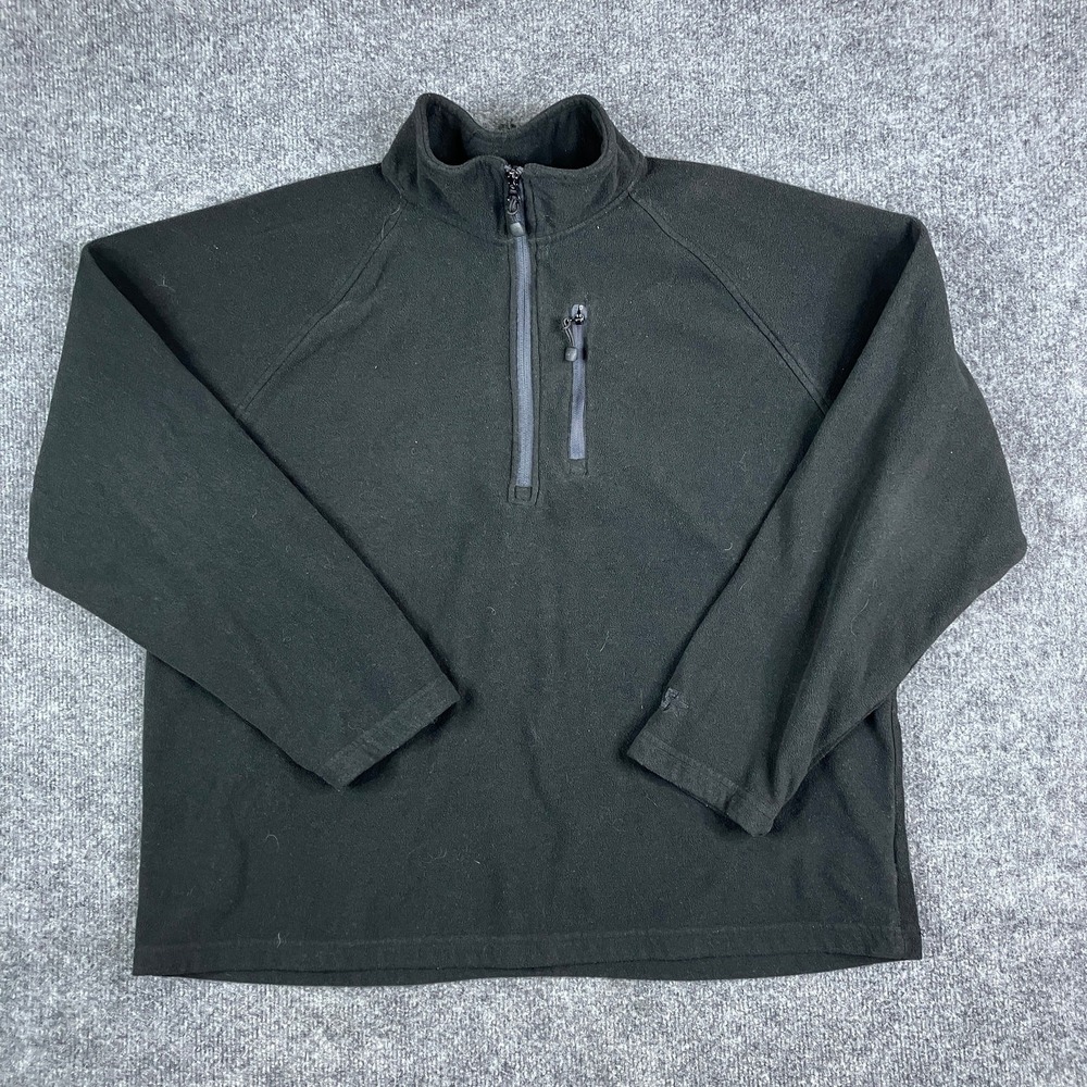 Starter Pullover Mens Size L Black Fleece Half Zip Outdoor Warm Layer Pocket